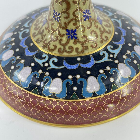 vintage chinese cloisonné enamel pedestal bowl - Picture 8 of 8